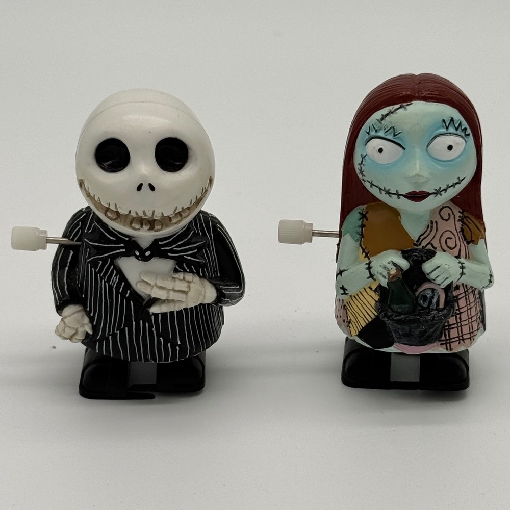 2003 NECA Nightmare Before Christmas Jack Sally Wind Up Walking Toy Set Vintage